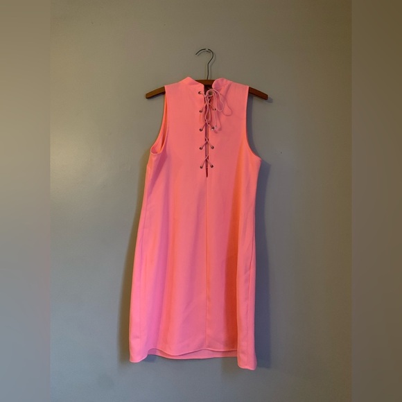 EVERLY Lace-Up Dress peachy pink spring summer easter simple classic tie up - Picture 4 of 7